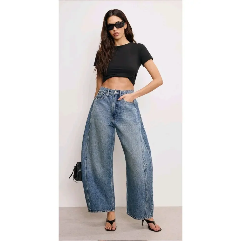 NWT. Good American Good Extreme Barrel Indigo Jeans Size 6 - Picture 7 of 14